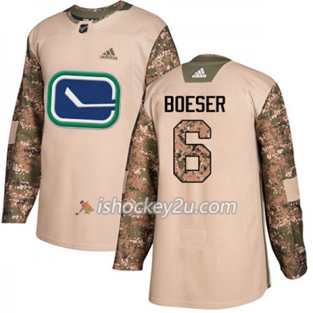 Mænd NHL Vancouver Canucks Trøje Brock Boeser 6 Adidas 2017-2018 Camo Veterans Day Practice Authentic